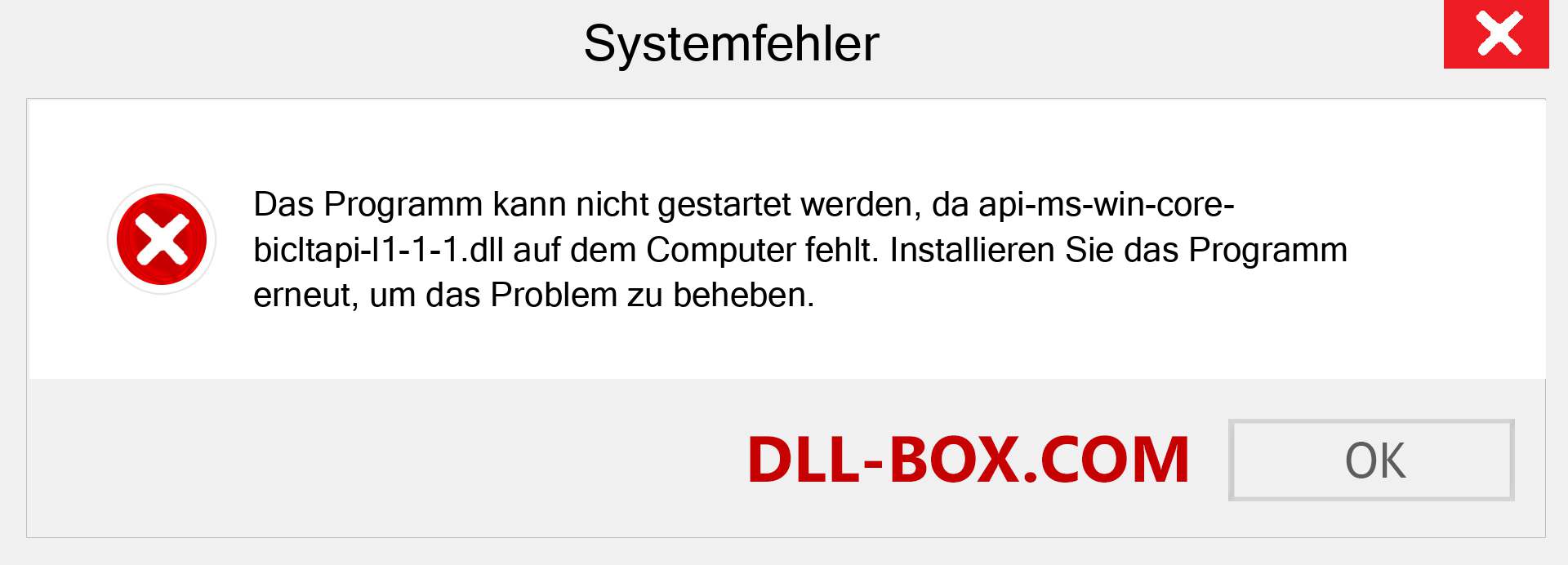 api-ms-win-core-bicltapi-l1-1-1.dll-Datei fehlt?. Download für Windows 7, 8, 10 - Fix api-ms-win-core-bicltapi-l1-1-1 dll Missing Error unter Windows, Fotos, Bildern