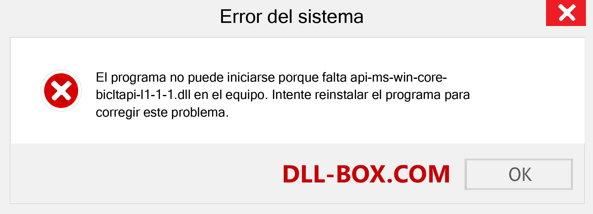 ¿Falta el archivo api-ms-win-core-bicltapi-l1-1-1.dll ?. Descargar para Windows 7, 8, 10 - Corregir api-ms-win-core-bicltapi-l1-1-1 dll Missing Error en Windows, fotos, imágenes